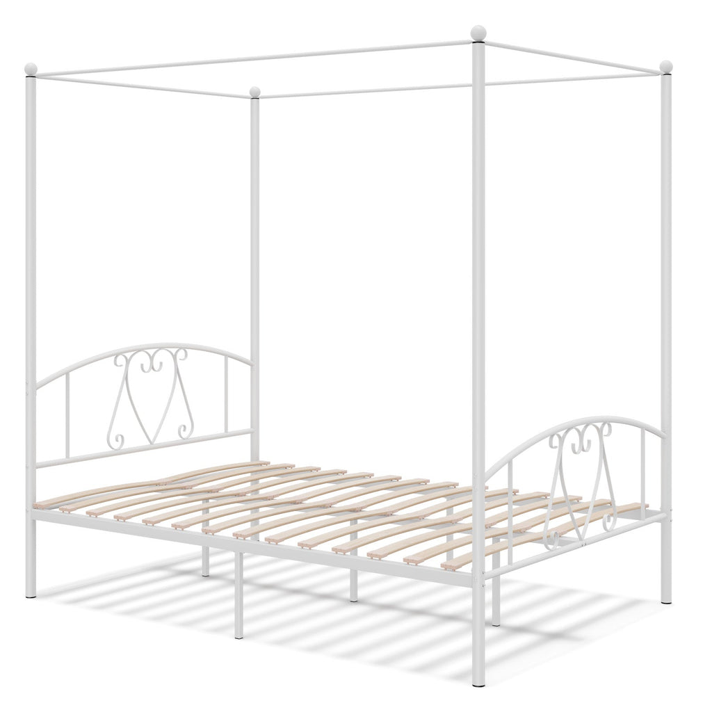 Double Size Metal Canopy Bed Frame-Grey
