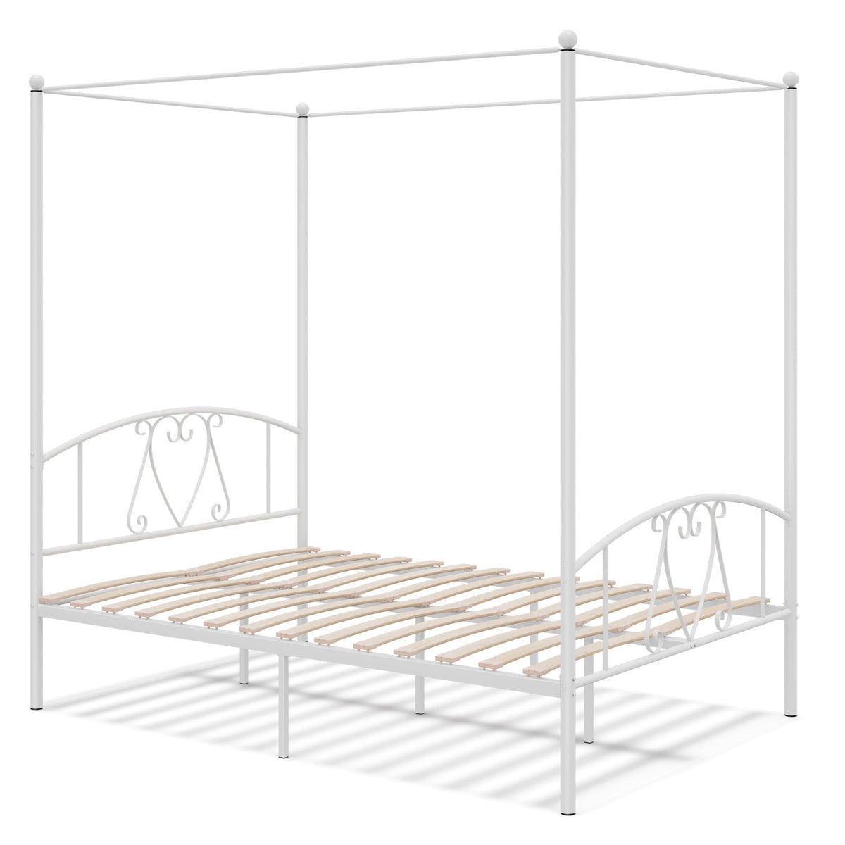 Double Size Metal Canopy Bed Frame-Grey