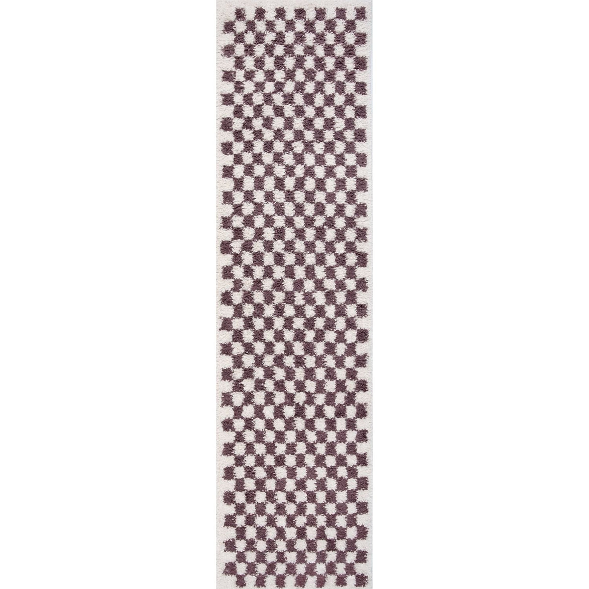 Moodi Shaggy Purple Mosscheck Rug