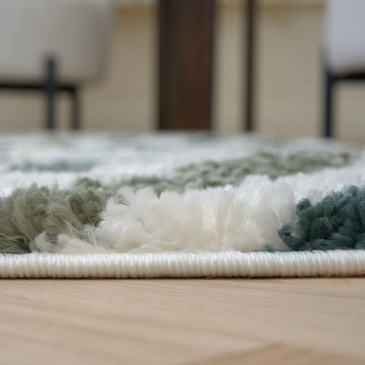 Moodi Shaggy Green Rippletide Rug