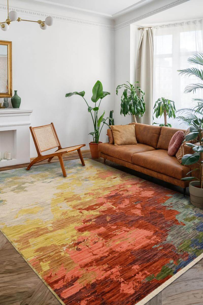 Nomad Abstract Wool-Blend Rug – Multicolour