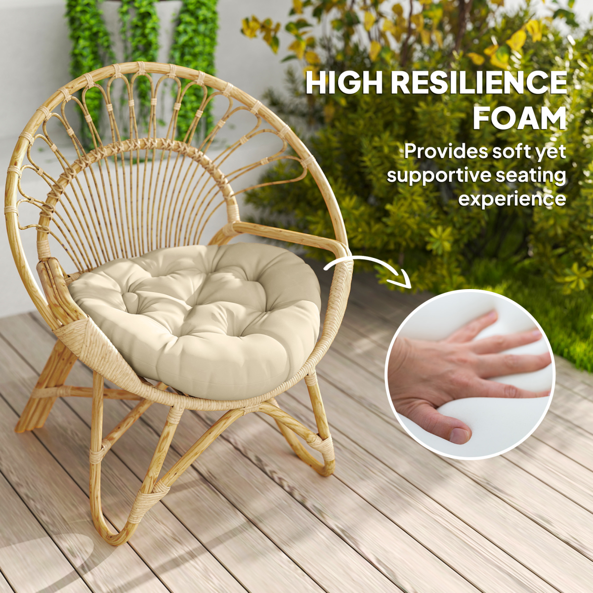 Outsunny Outdoor Seat Cushions Set of 2, Tufted Round Chair Pads
