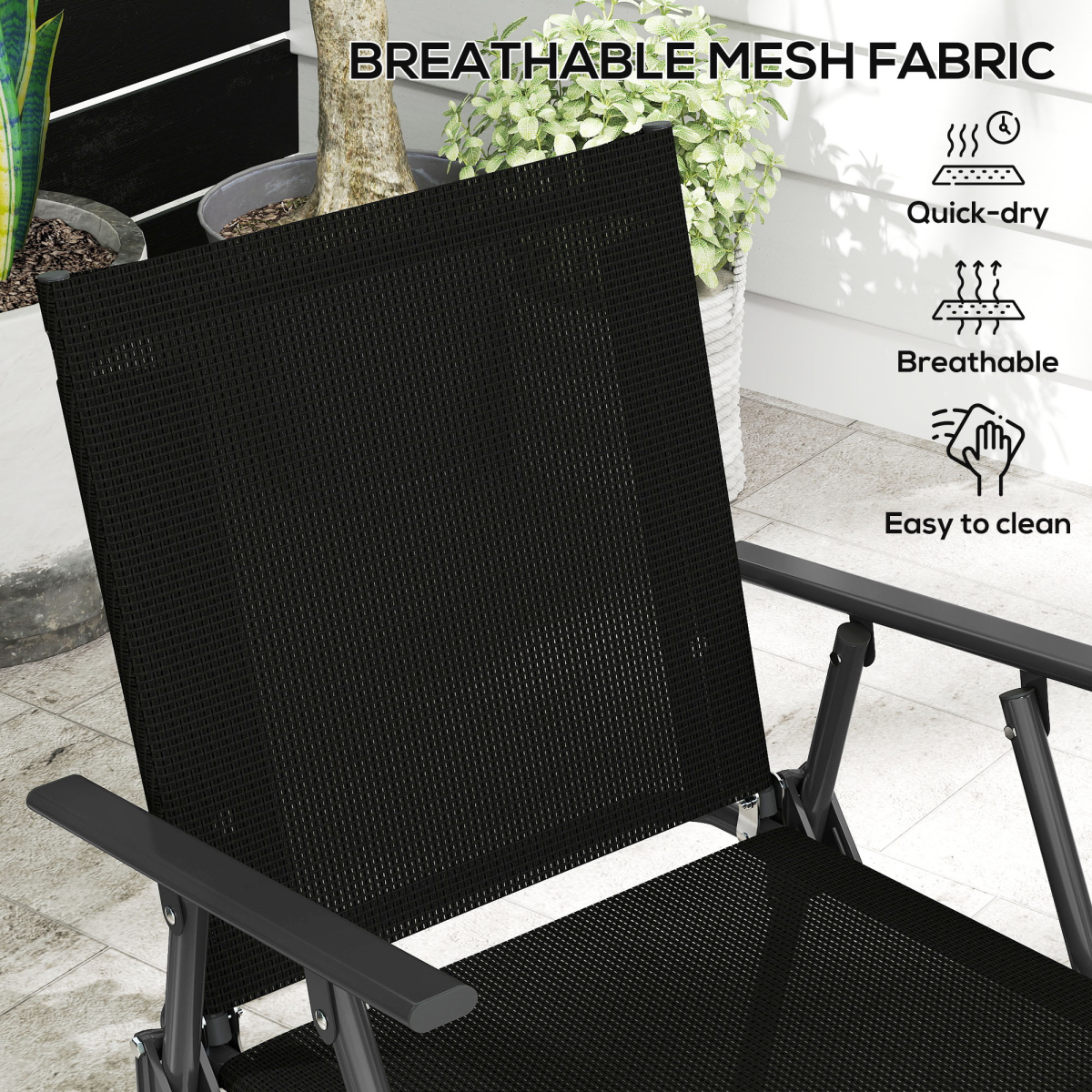 Outsunny Patio Furniture Set, Garden Set w/ Table, Foldable Chairs, a Loveseat