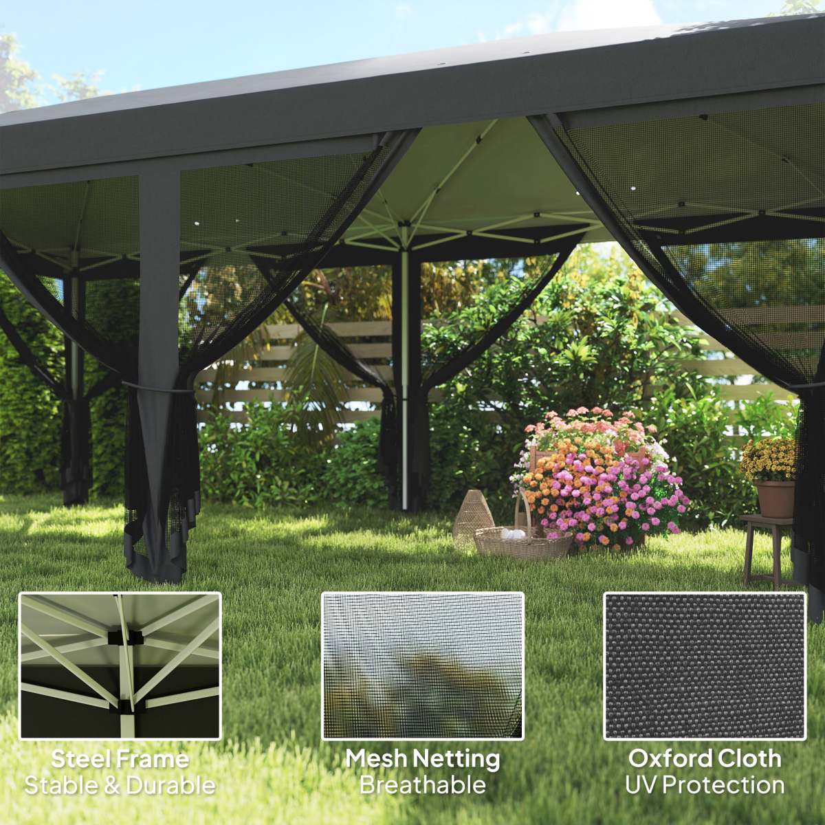 Outsunny 6 x 3(m) Pop Up Party Tent Canopy with 6 Removable Sidewalls