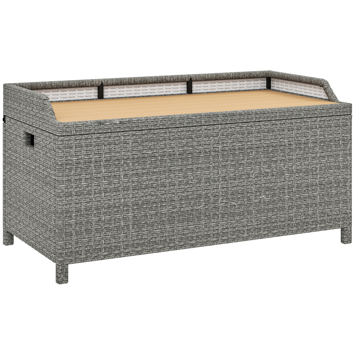 Outsunny Rattan Outdoor Storage Bench with Aluminium Frame
