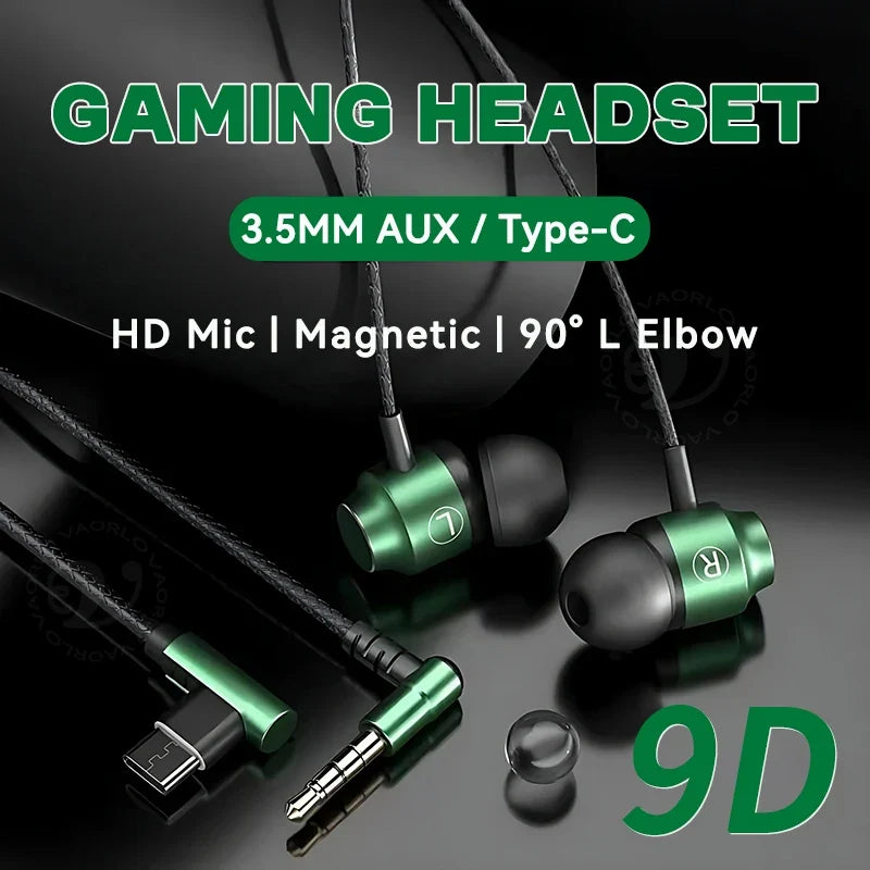 Metal Magnetic Gaming Earbuds Type-C/3.5MM AUX