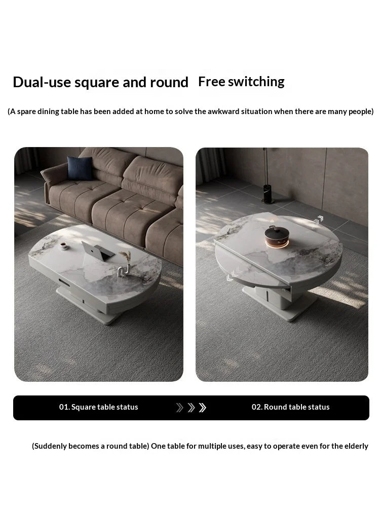 Any Size Custom Luxury Italian Sintered Stone Extendable Coffee Table Moisture Proof Easy Clean Multi Scene Home Living Room Fur