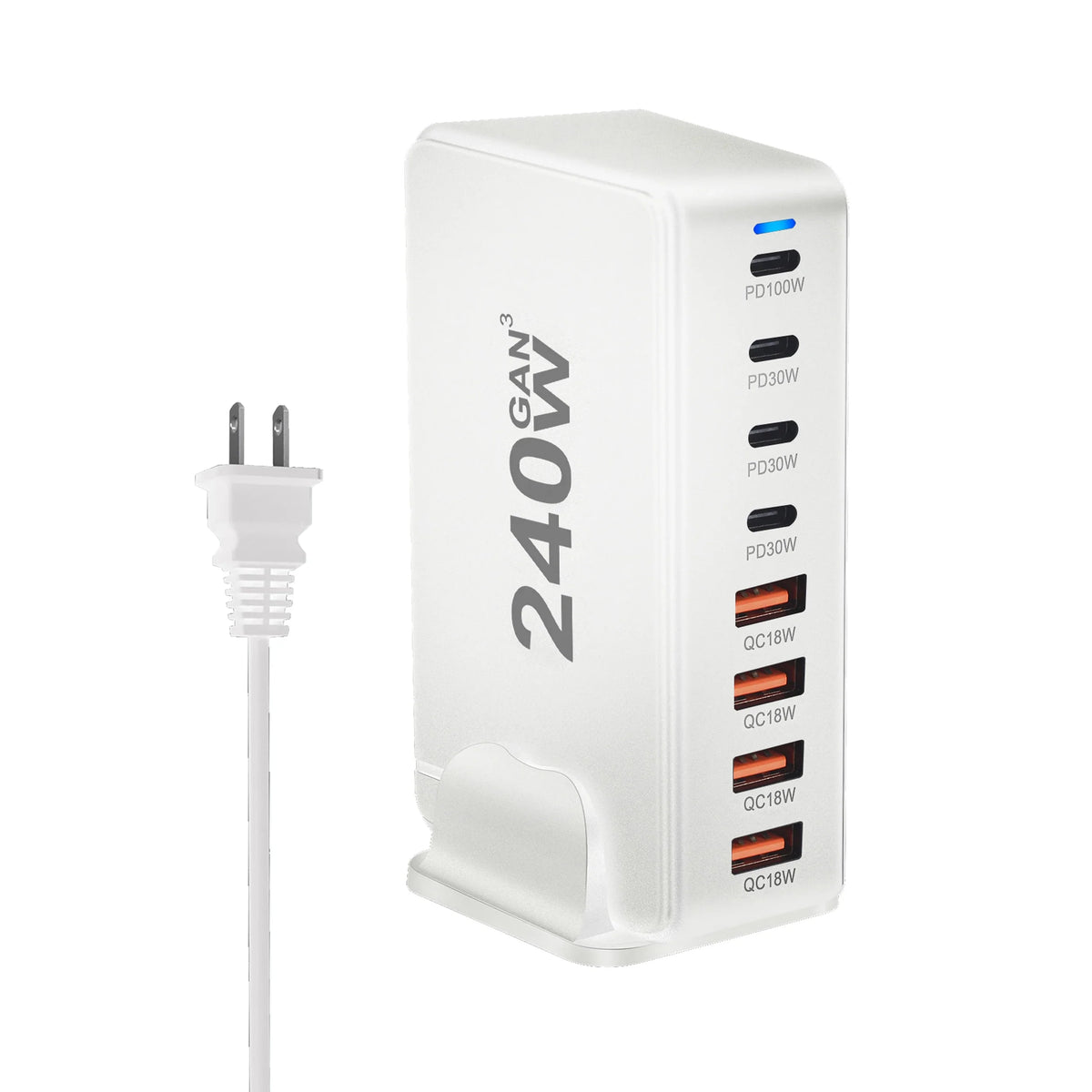 240W  Desktop GaN Charger 8-port USB Type C PD Charger Fast Charge 3.0 USB Type C Fast Charger Mobile USB Charger
