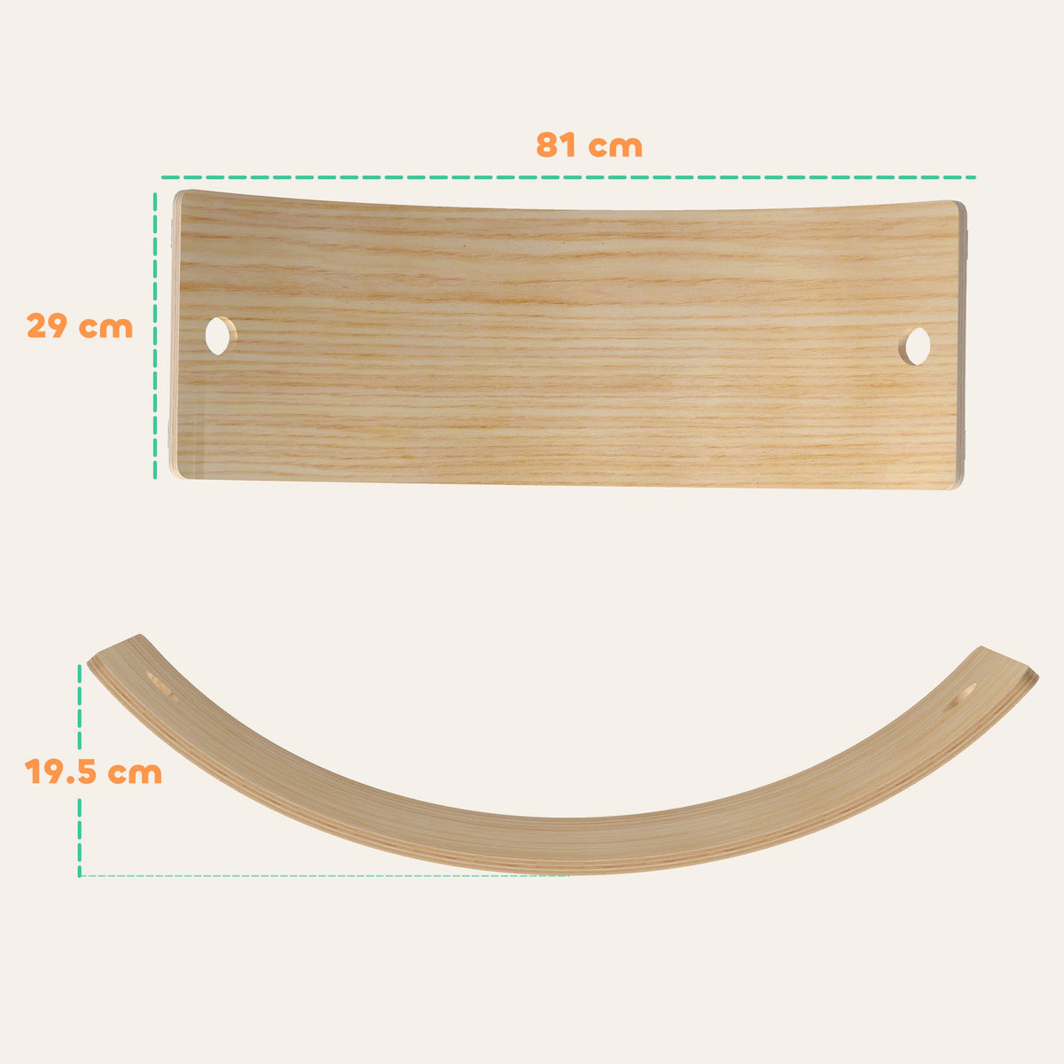 AIYAPLAY Kids Wooden Balance Board with Rope, Wooden Wobble Board with Felt for Sensory Play, for Toddler 3-6 Years Old
