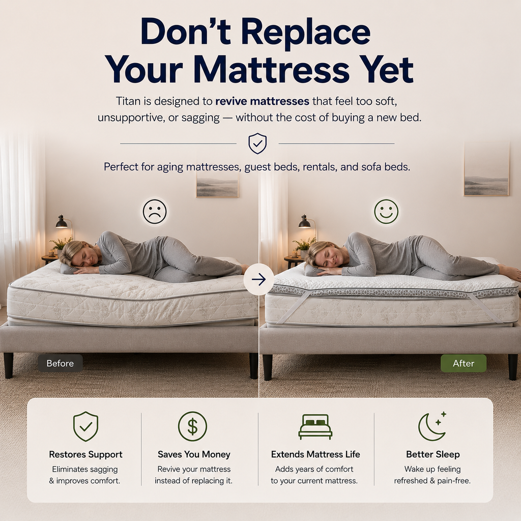 Brightr® Titan Mattress Topper | Firm & Medium Firm | 5 cm Reversible | Enhanced Back & Hip Support for Soft Mattresses