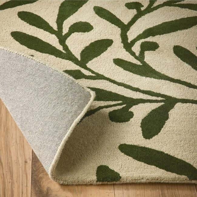 Cream Wool Rug Floral Design