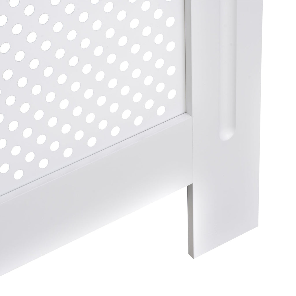 HOMCOM Wooden Radiator Cover Heating Cabinet Modern Home Furniture Grill Style  White Painted (Small)