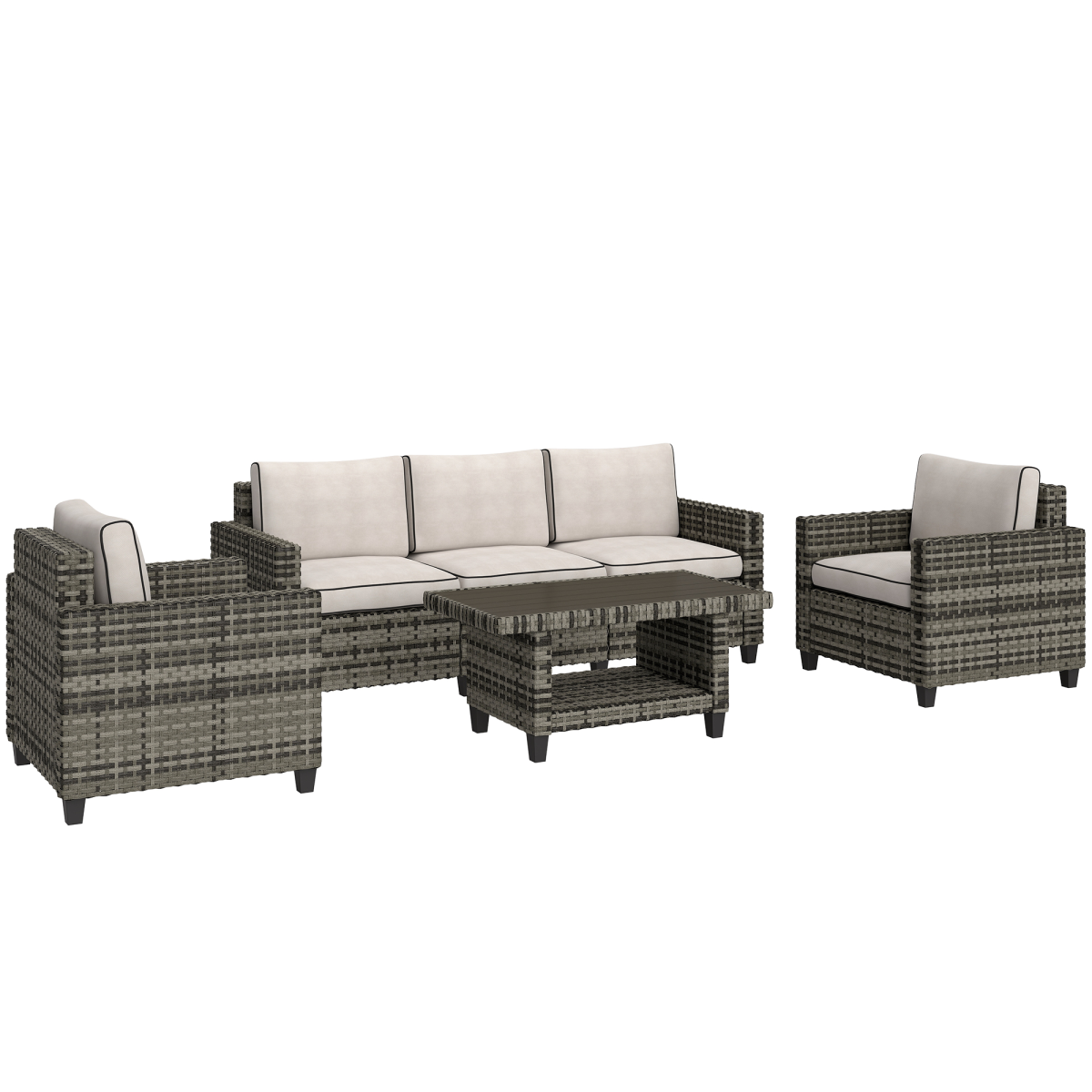 Outsunny 5 Seater Wicker Outdoor Furniture Set for Balcony