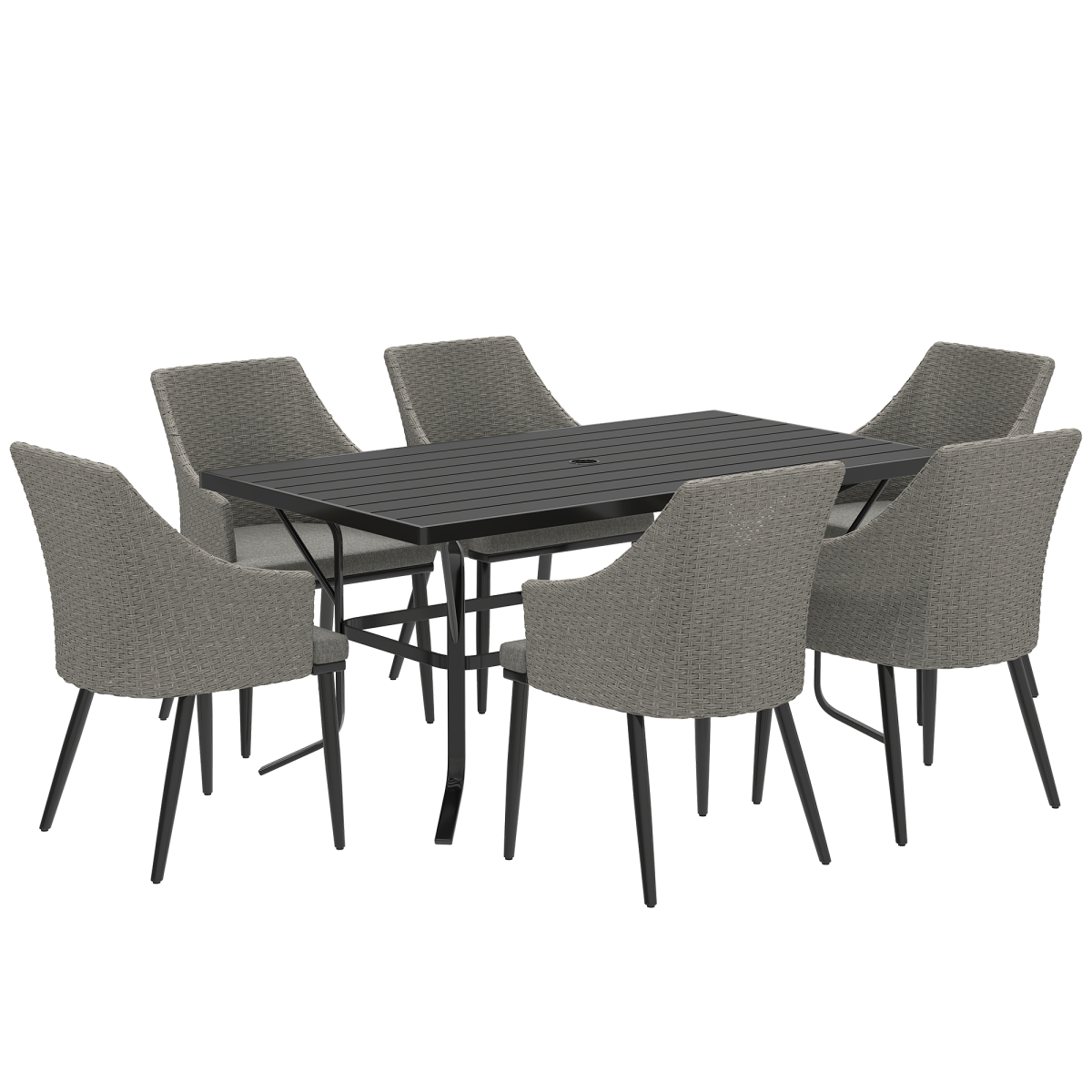 Outsunny 6 Seater Garden Furniture with Cushions, Parasol Hole