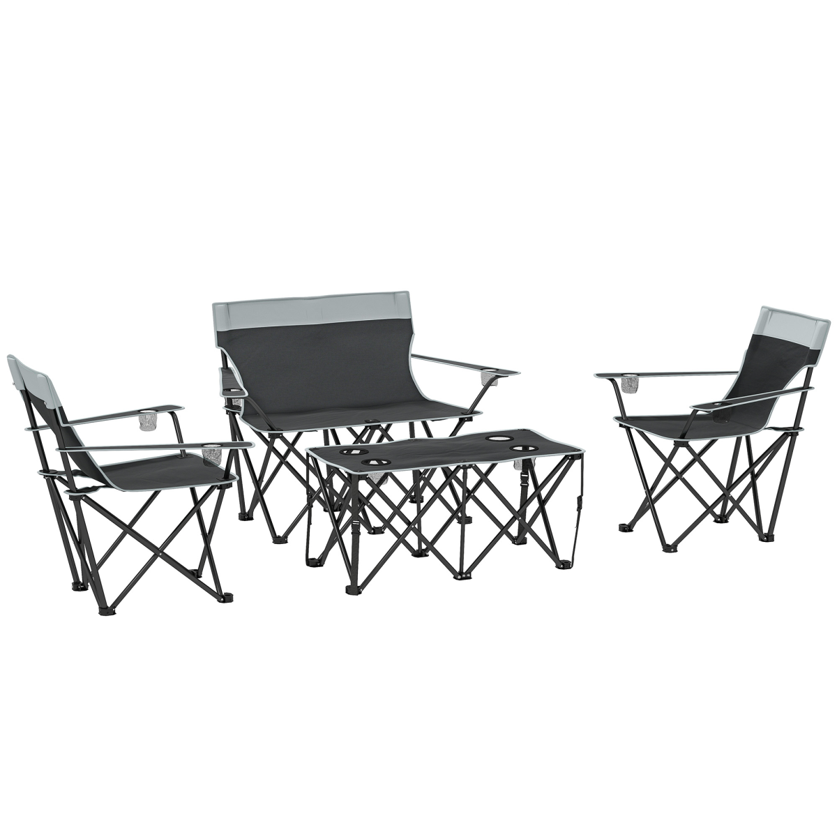 Outsunny 4 Piece Foldable Camping Table and Chairs Set