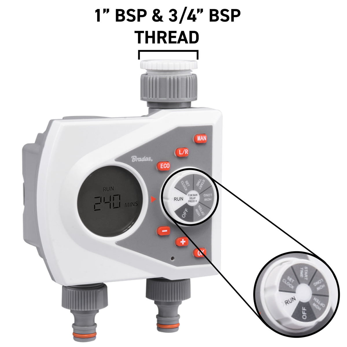 White Line 2-Way Electronic Control Water Timer