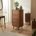 Wright Walnut Tallboy Chest of 5 Drawers