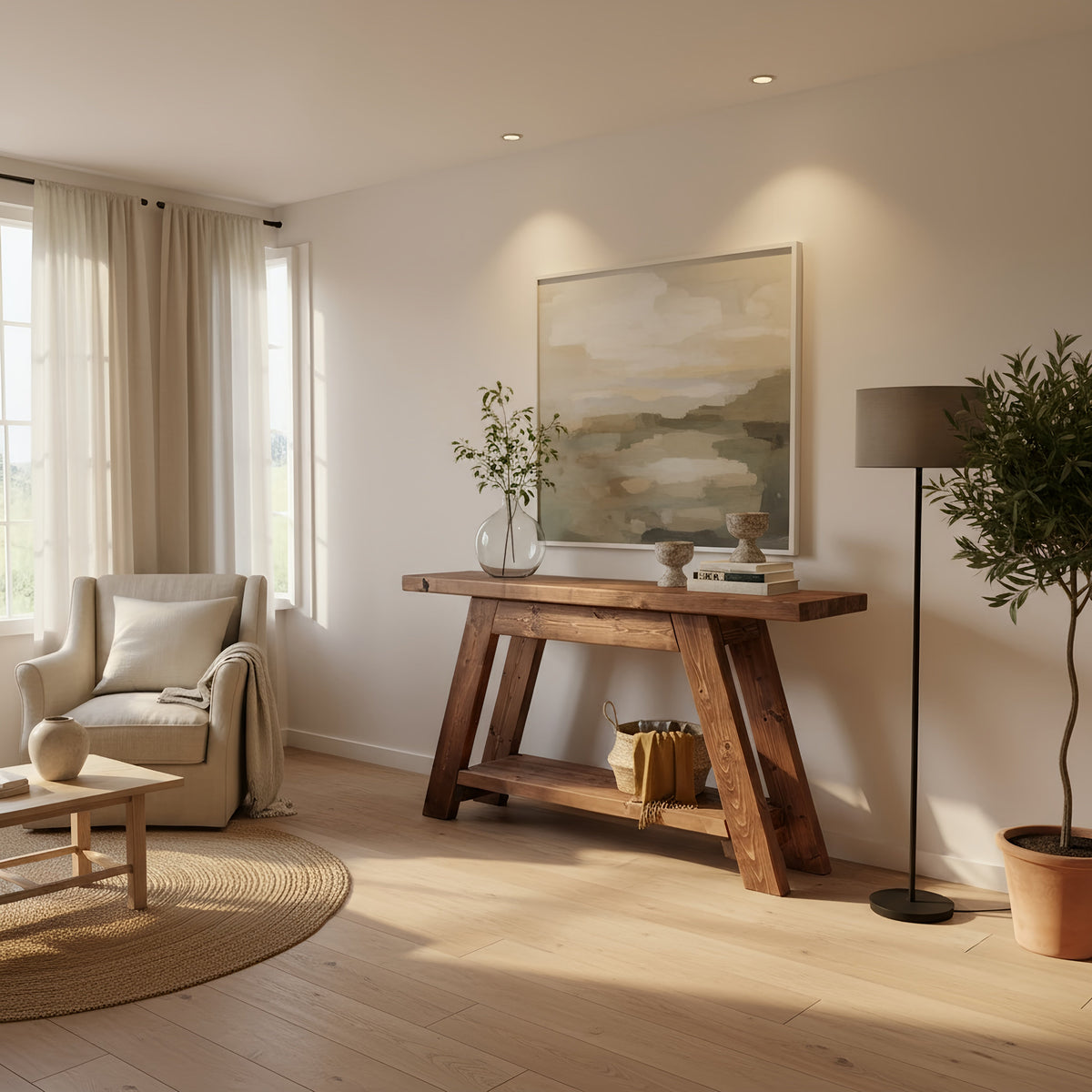 DASI Console Table With Shelf Walnut Colour