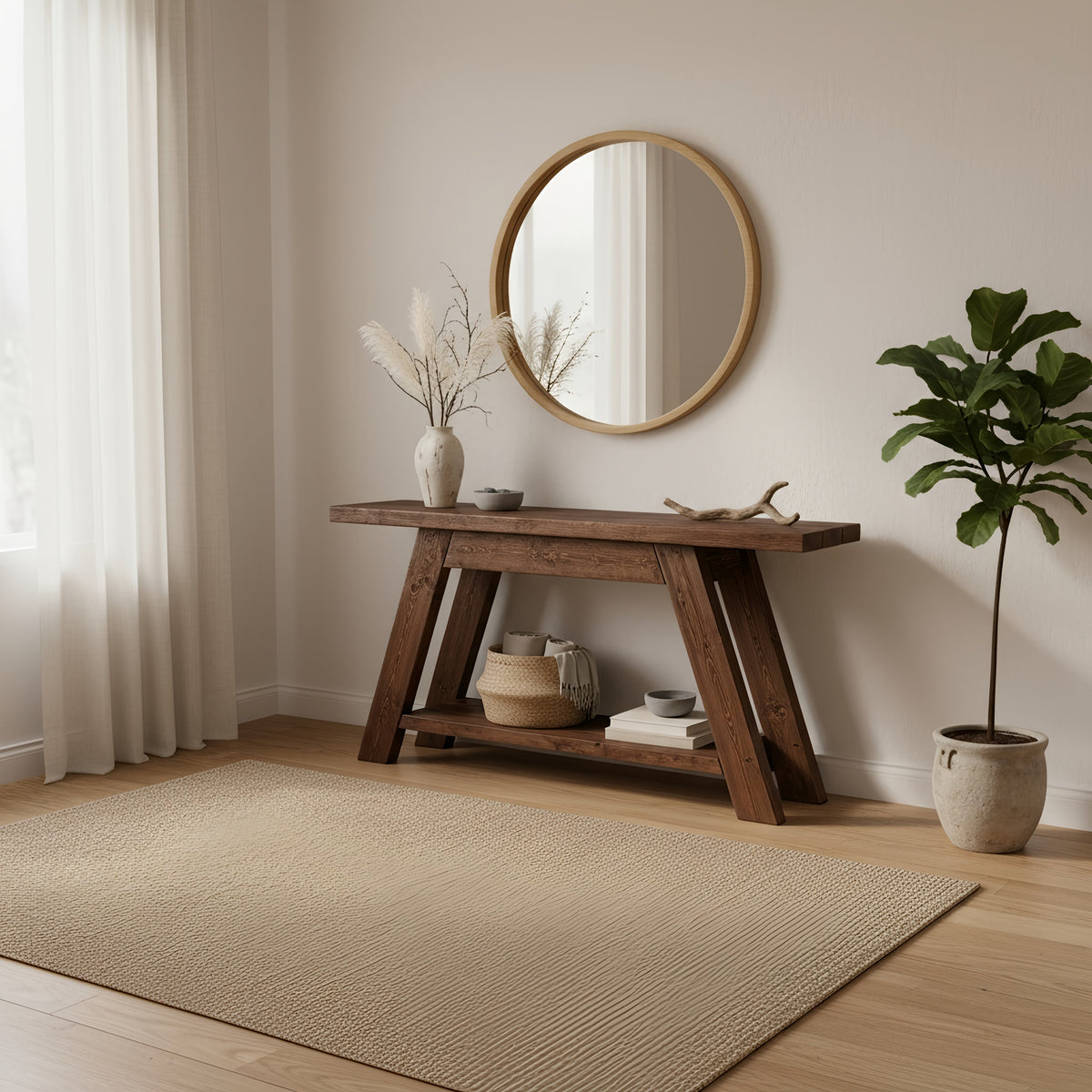 DASI Console Table With Shelf Walnut Colour