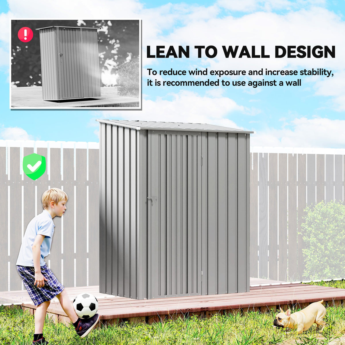 Outsunny 5ft x 3ft Garden Storage Shed, Outdoor Metal Shed with Sloped Roof, Aluminium Grey