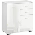 HOMCOM Modern High Gloss Sideboard Storage Cabinet Table Chest of Drawers for Bedroom Living Room Storage Furniture, White