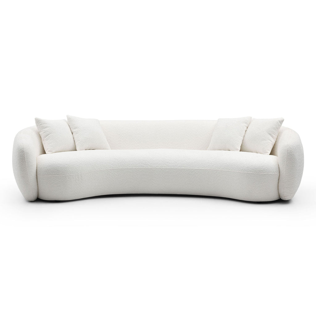 102'' 5-Seater Boucle Sofa Modern Sectional Half Moon Leisure Couch Teddy Fleece