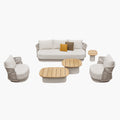 5-Seater Teak Outdoor Conversation Sofa Set With 8 Inch Thickness Cushions