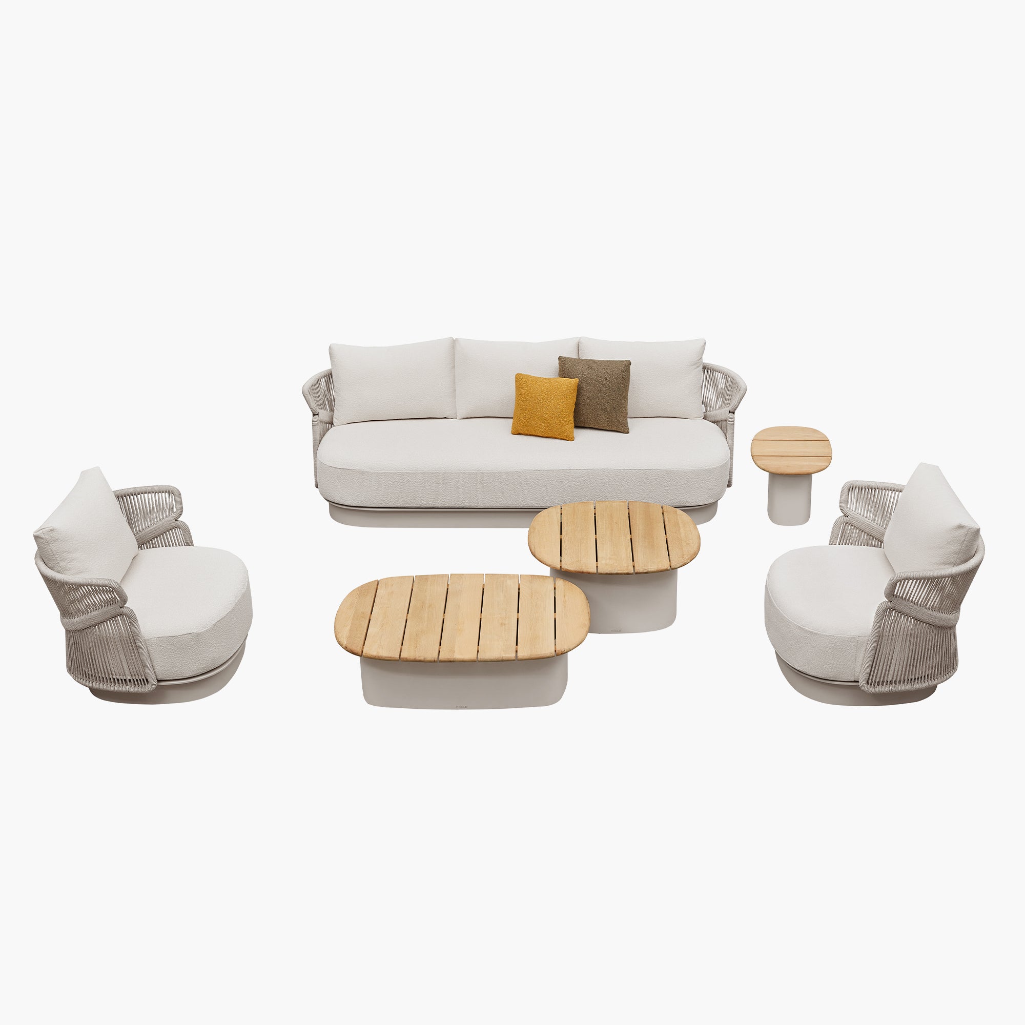 5-Seater Teak Outdoor Conversation Sofa Set With 8 Inch Thickness Cushions