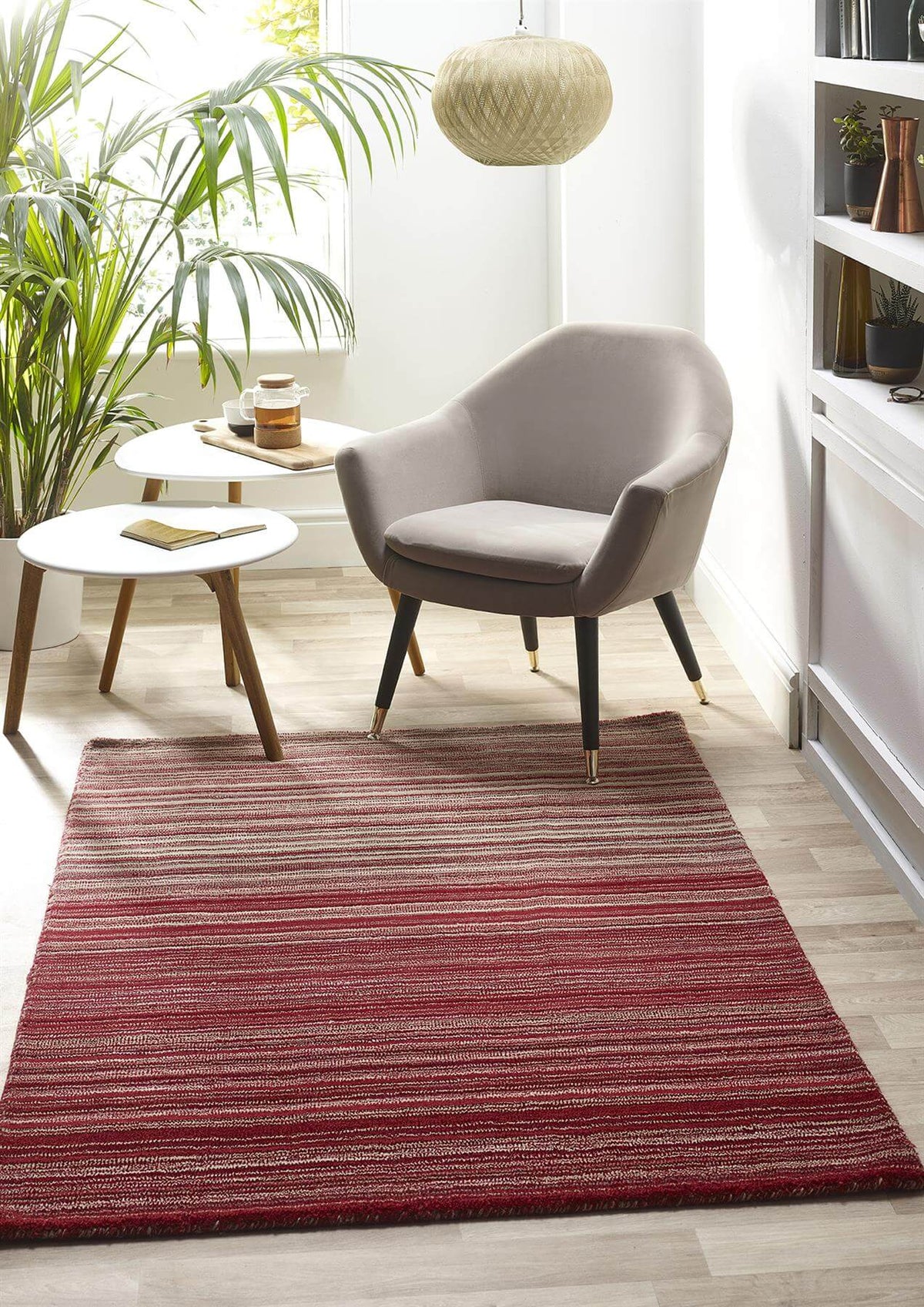 Fine Stripes Red Wool Rug