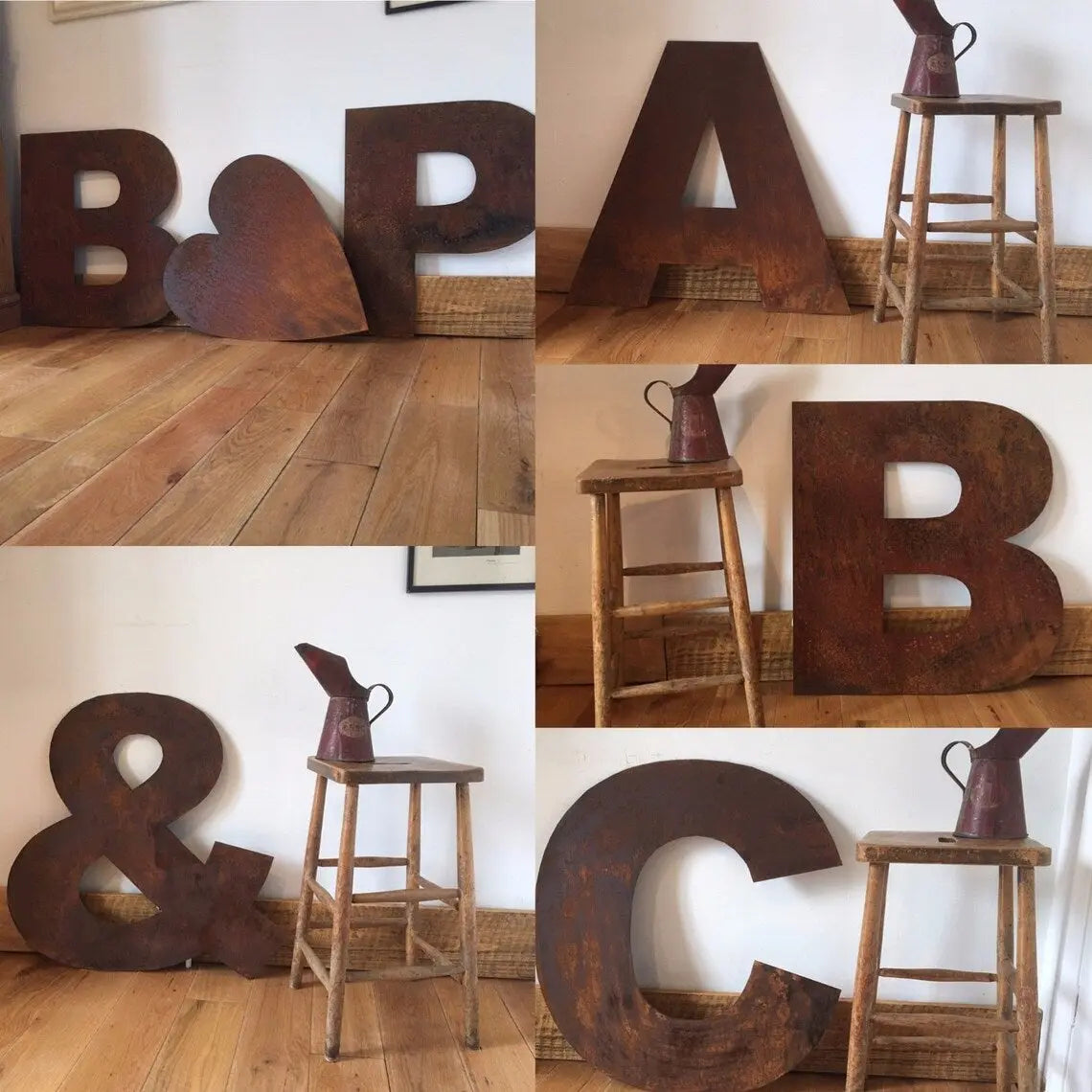 Large 70cm Rusty Metal Letters – XL Industrial Alphabet for Weddings, Home Decor & Shop Signs House Numbers