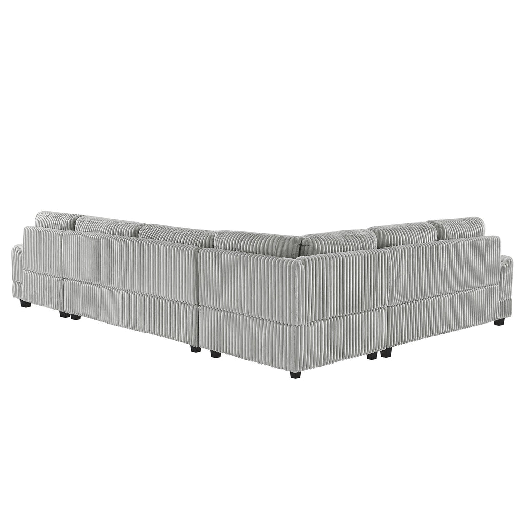 129" Oversized Sectional U-Shaped Sofa Couch Upholstered in Soft Corduroy