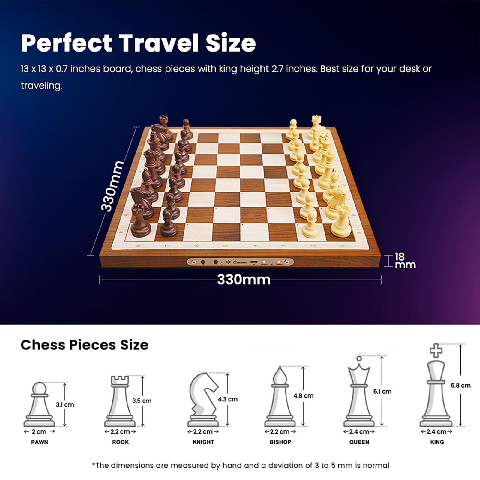 Chessnut Air Electronic Chess Set — Handcrafted Wooden Board with AI, LEDs & Online Play
