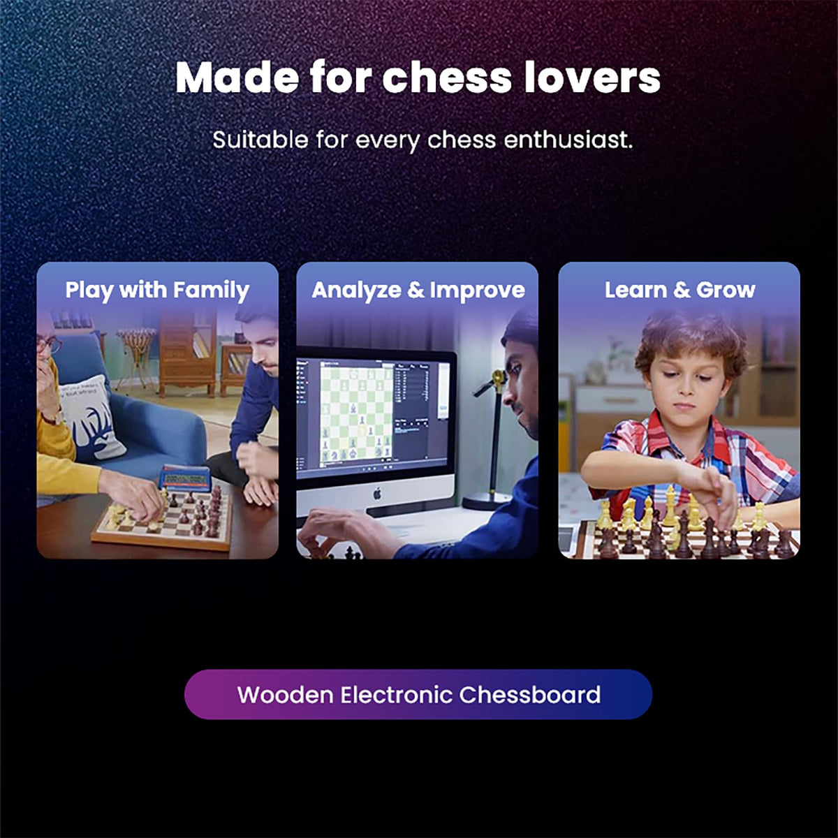 Chessnut Air Electronic Chess Set — Handcrafted Wooden Board with AI, LEDs & Online Play