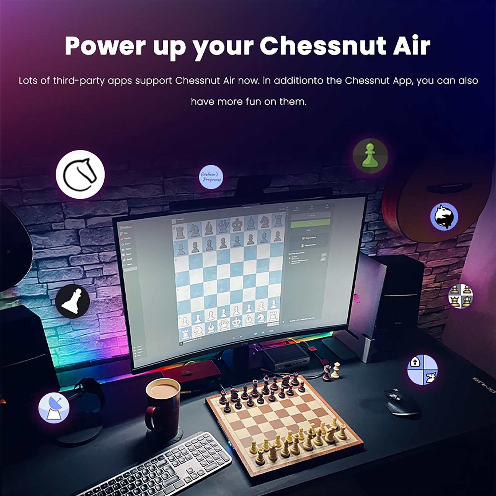 Chessnut Air Electronic Chess Set — Handcrafted Wooden Board with AI, LEDs & Online Play