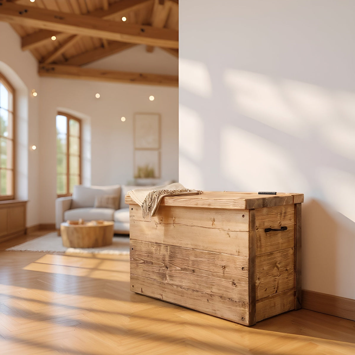 Chest Wooden Rustic Storage Box With Lid