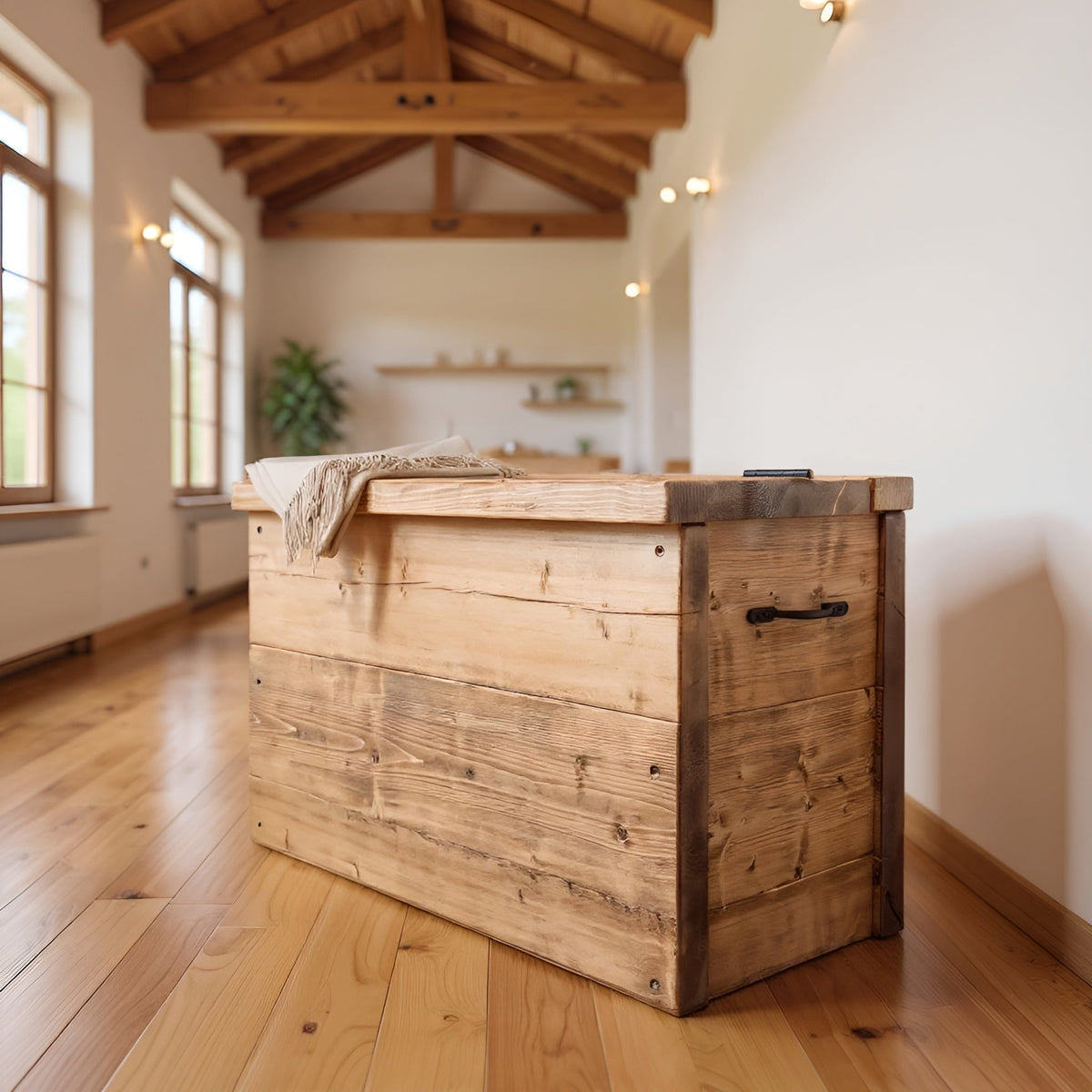 Chest Wooden Rustic Storage Box With Lid