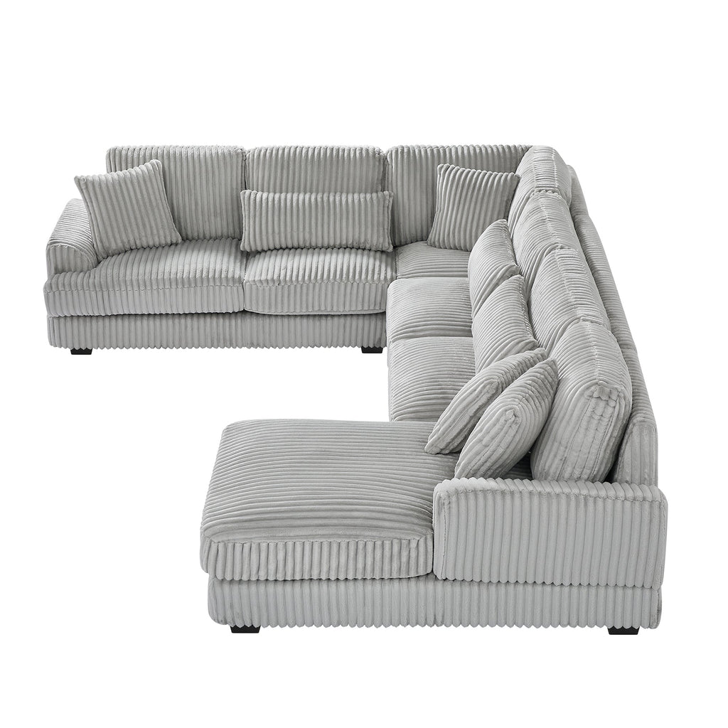 129" Oversized Sectional U-Shaped Sofa Couch Upholstered in Soft Corduroy