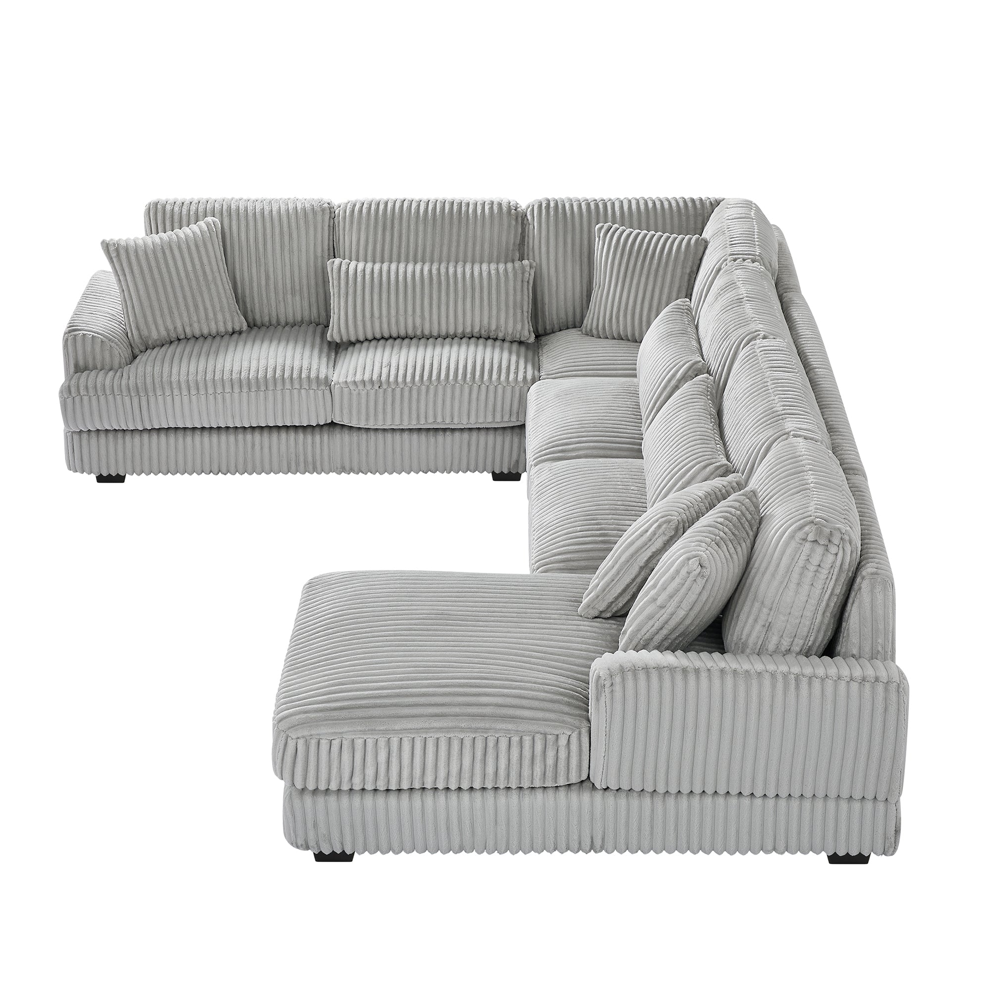 129" Oversized Sectional U-Shaped Sofa Couch Upholstered in Soft Corduroy