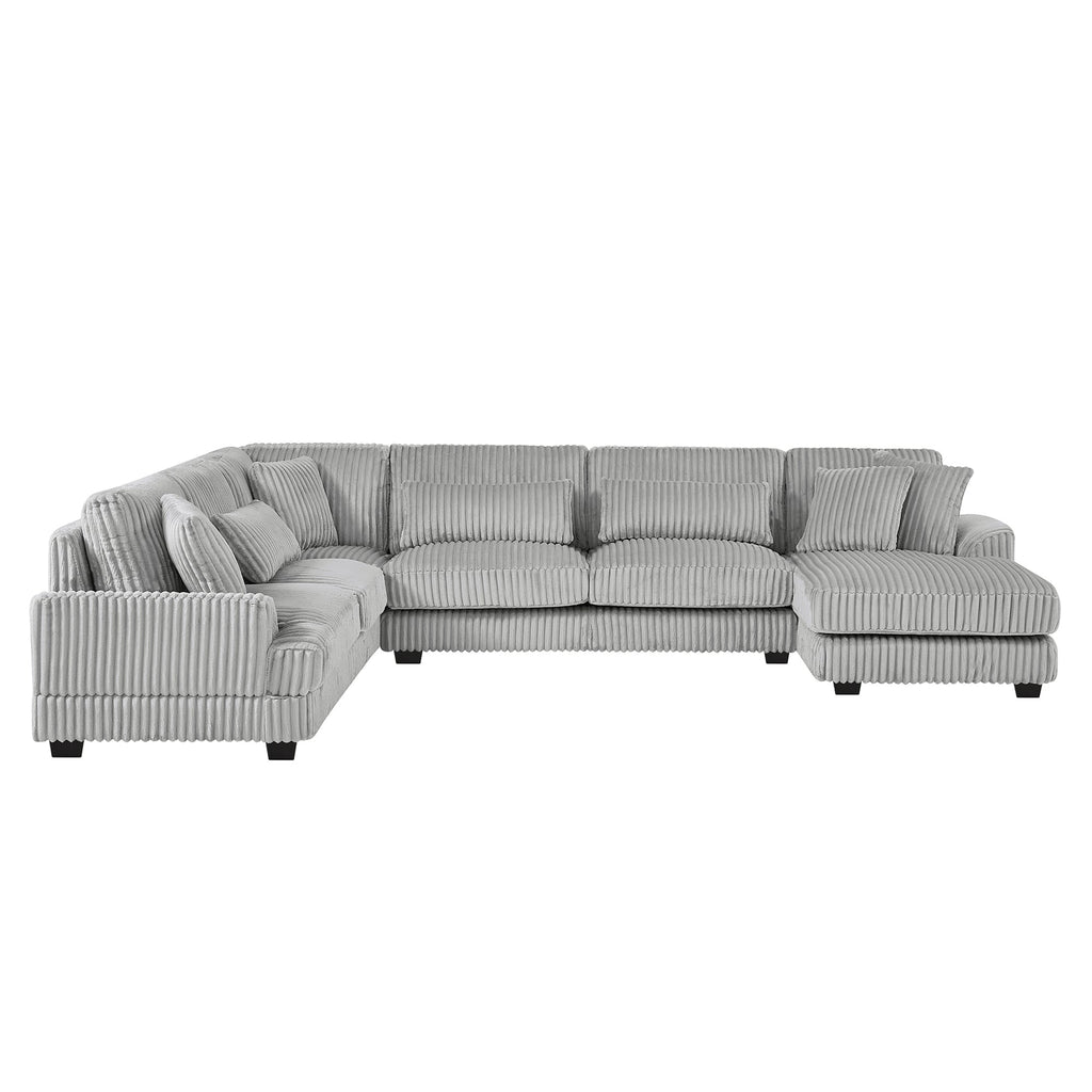 129" Oversized Sectional U-Shaped Sofa Couch Upholstered in Soft Corduroy