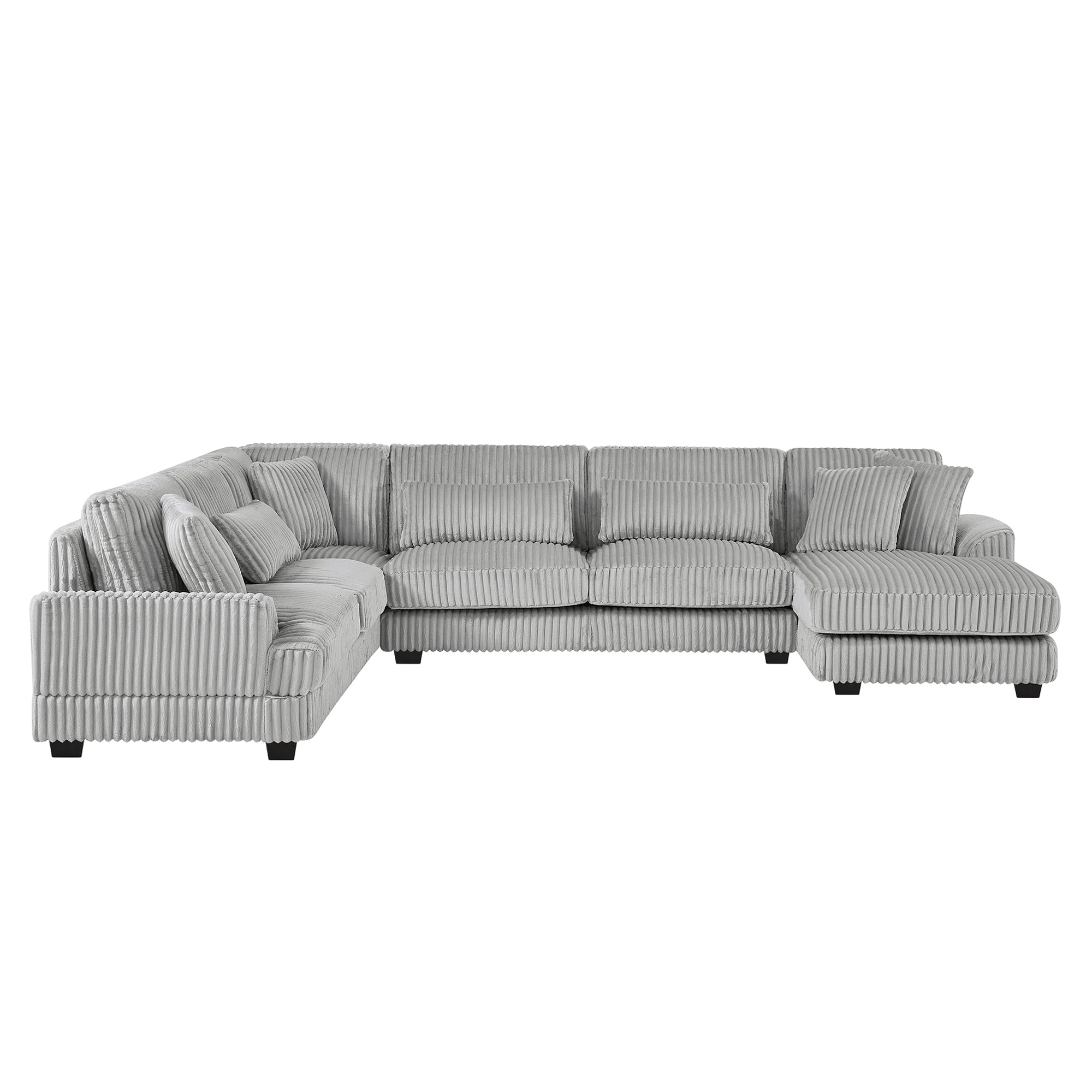 129" Oversized Sectional U-Shaped Sofa Couch Upholstered in Soft Corduroy
