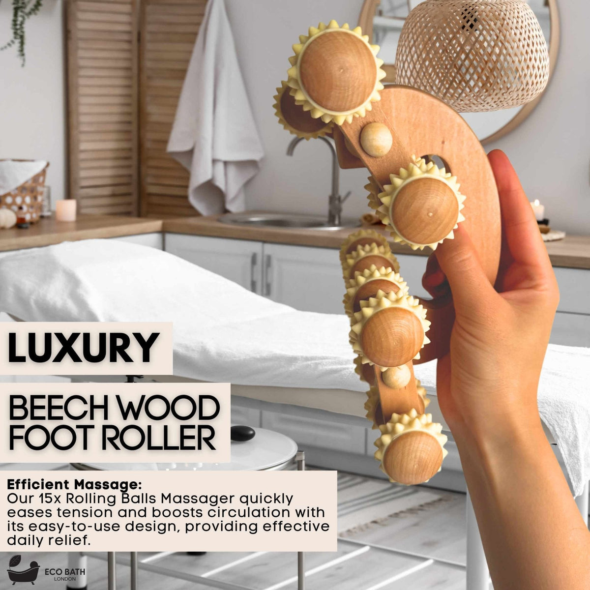 Eco Bath London Deluxe Massager - Natural Wooden Back Massager