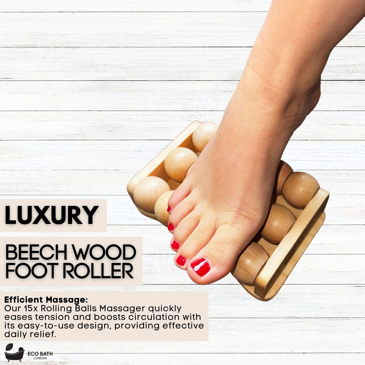 Eco Bath London Foot Roller - Wooden Foot Roller Massager for Pain Relief and Improved Circulation