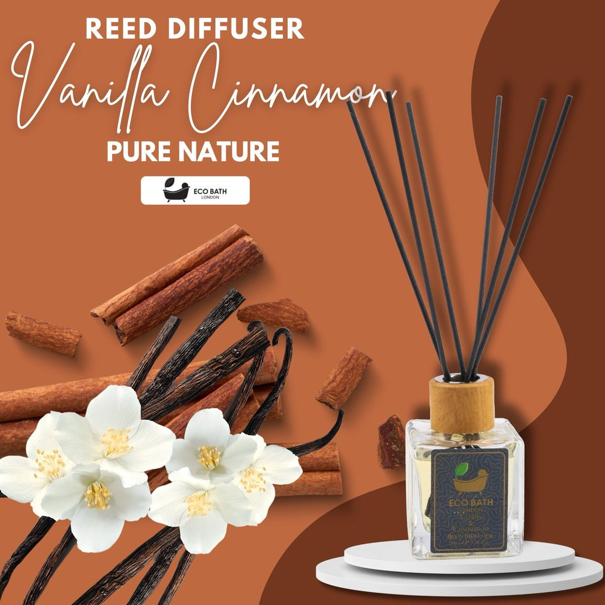 Eco Bath London Reed Diffuser Collection - Luxurious Home Fragrance, Long-Lasting Room Diffusers with Natural Essential Oils, 100ml (3.38 Fl.Oz), Multiple Scents Available