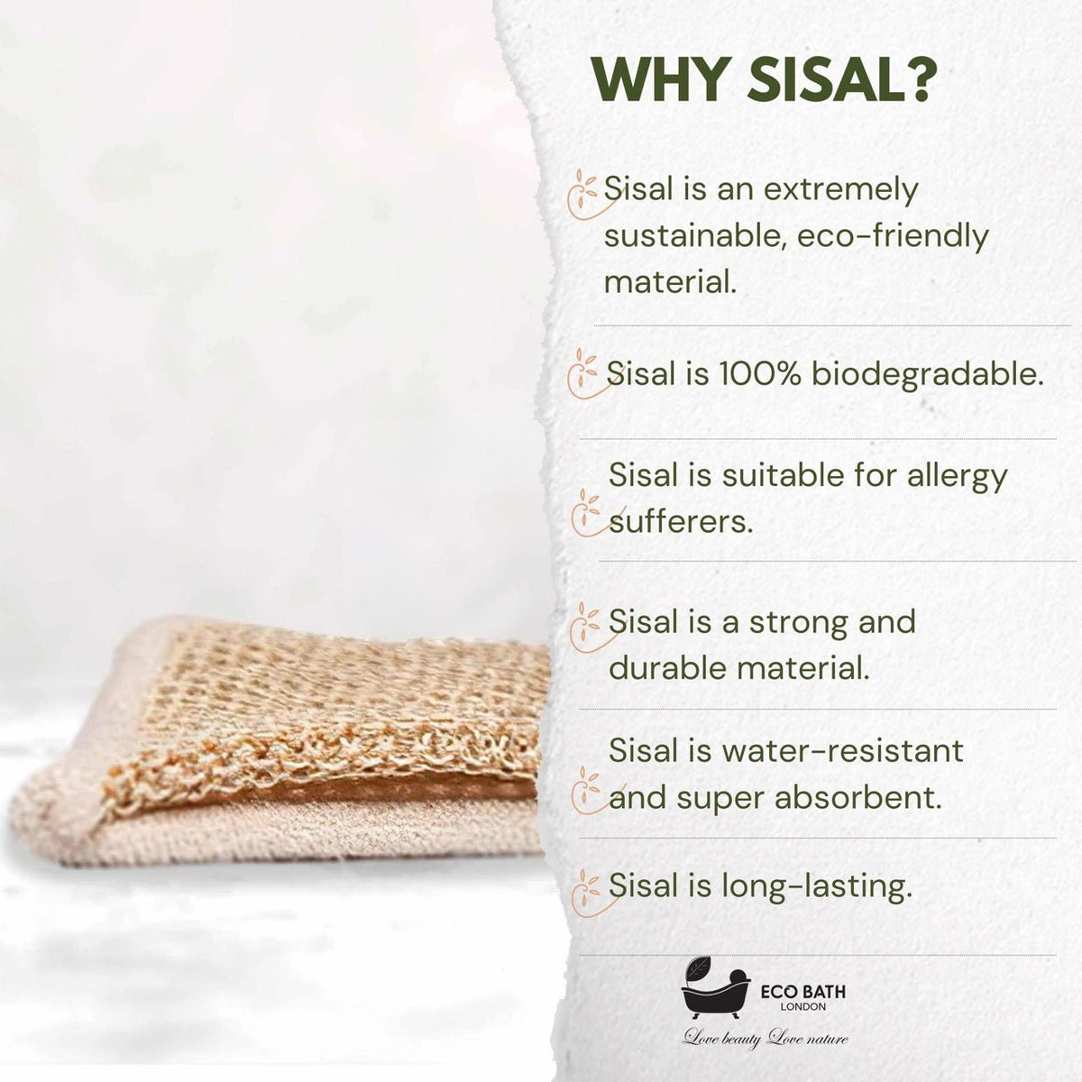 Eco Bath London Natural Cotton & Sisal Back Strap