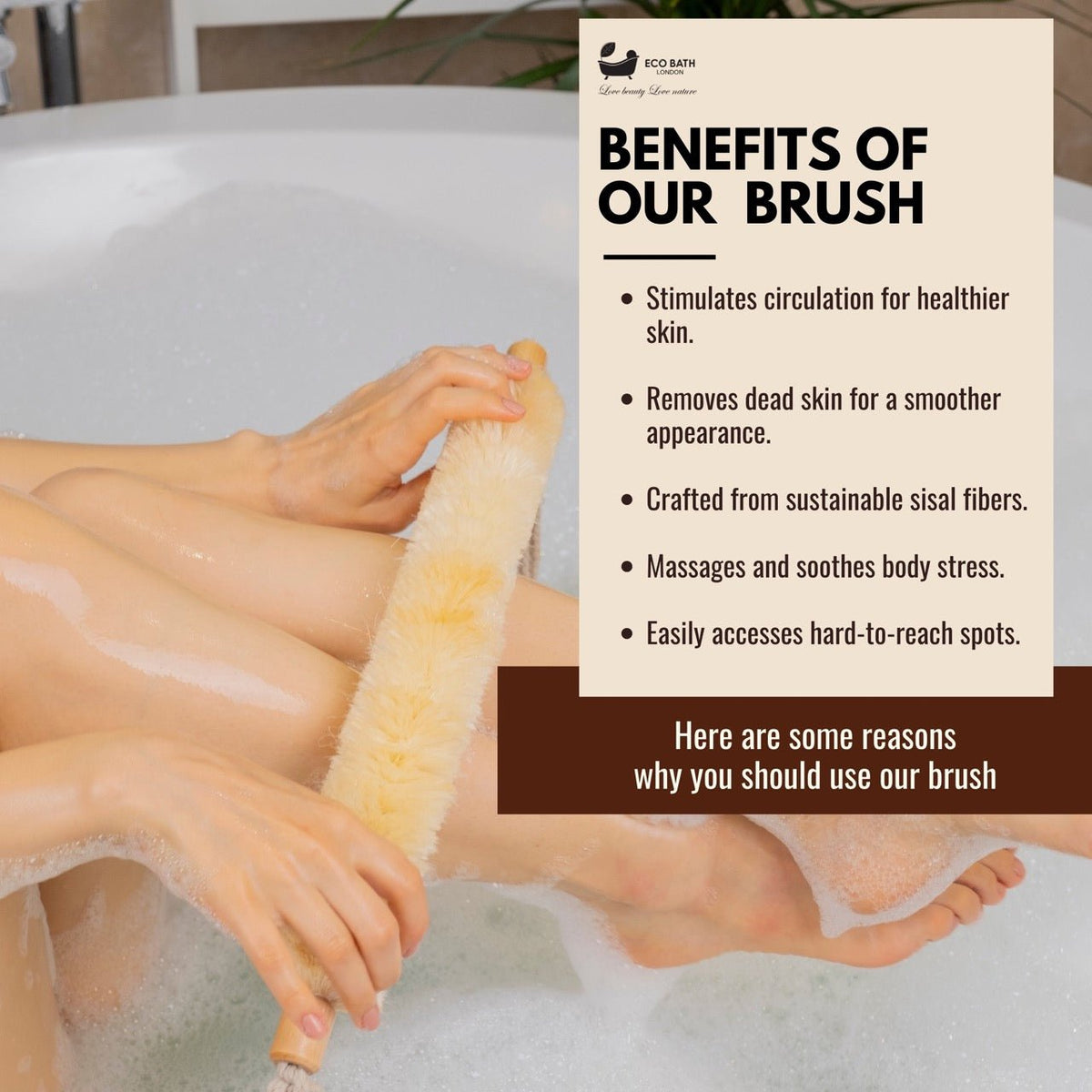 Eco Bath London Natural Sisal Body Strap - Premium Exfoliating Back Scrubber