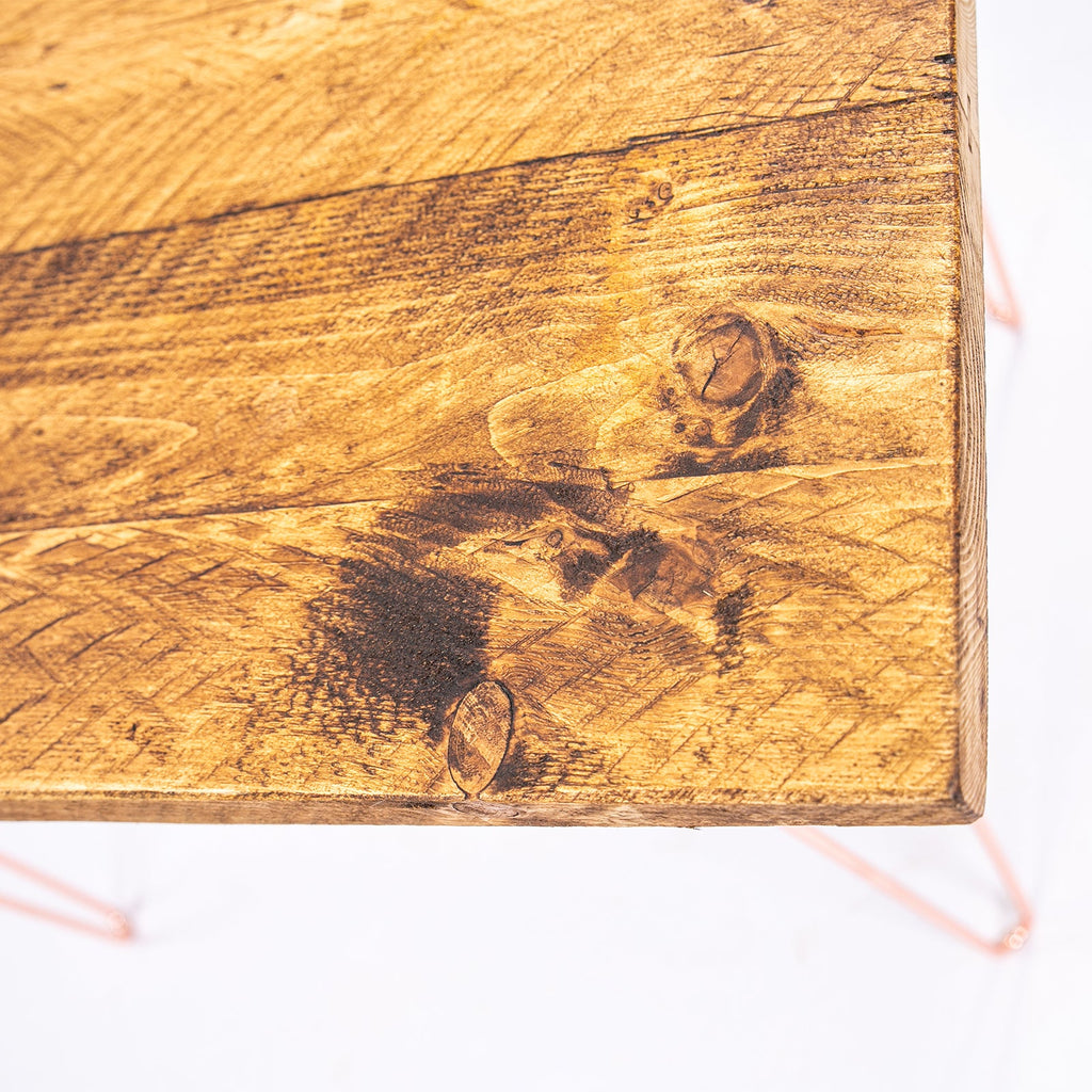 Industrial Farmhouse Desk - Rose Gold Steel Legs