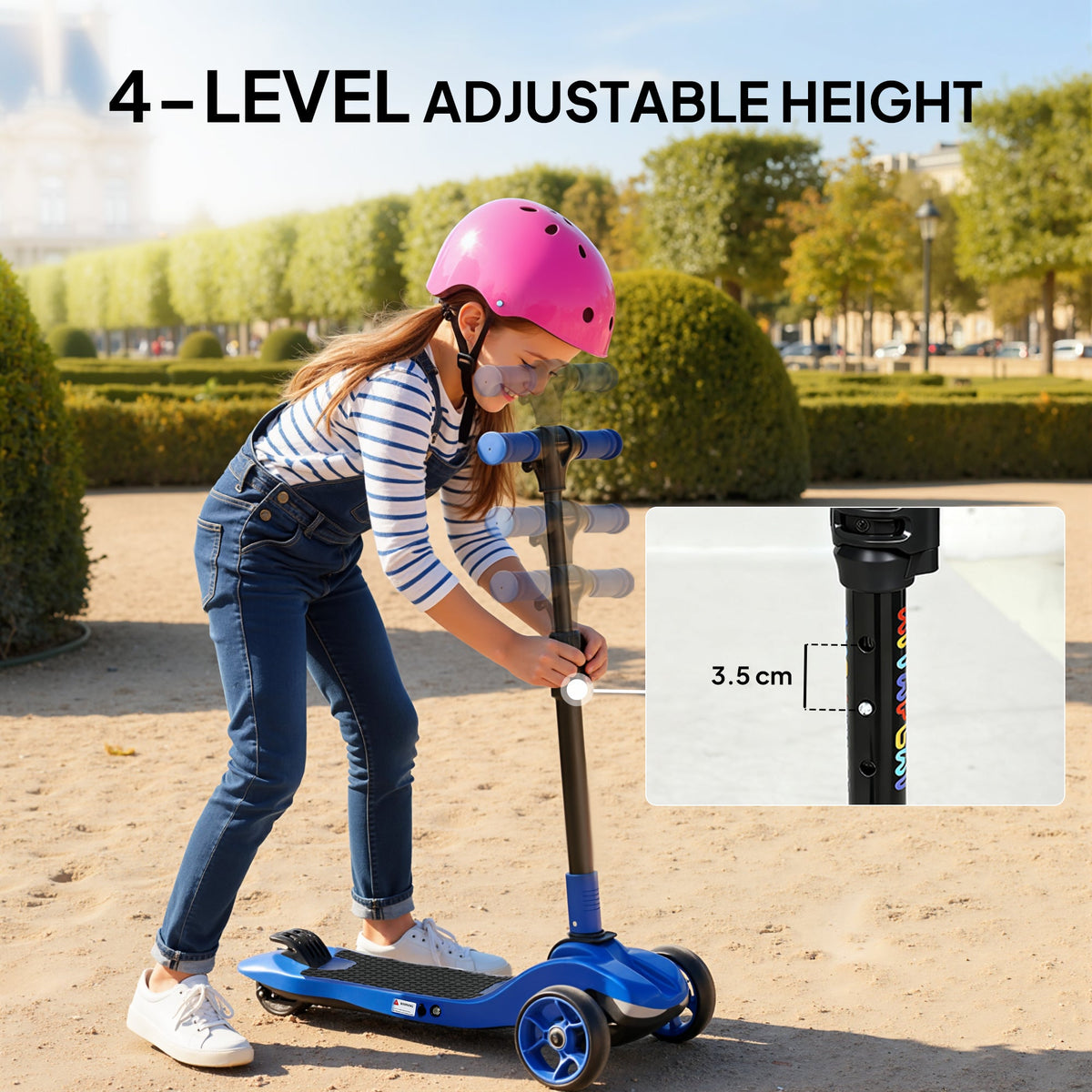 AIYAPLAY Three-Wheel Foldable Electric Scooter for Kids Aged 6-10 Years, Blue