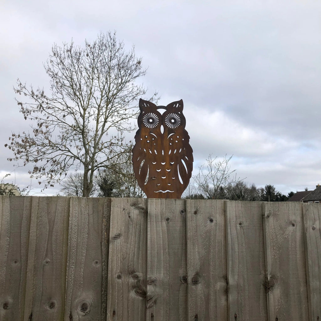 Rusty Metal Standing Owl Garden Decoration