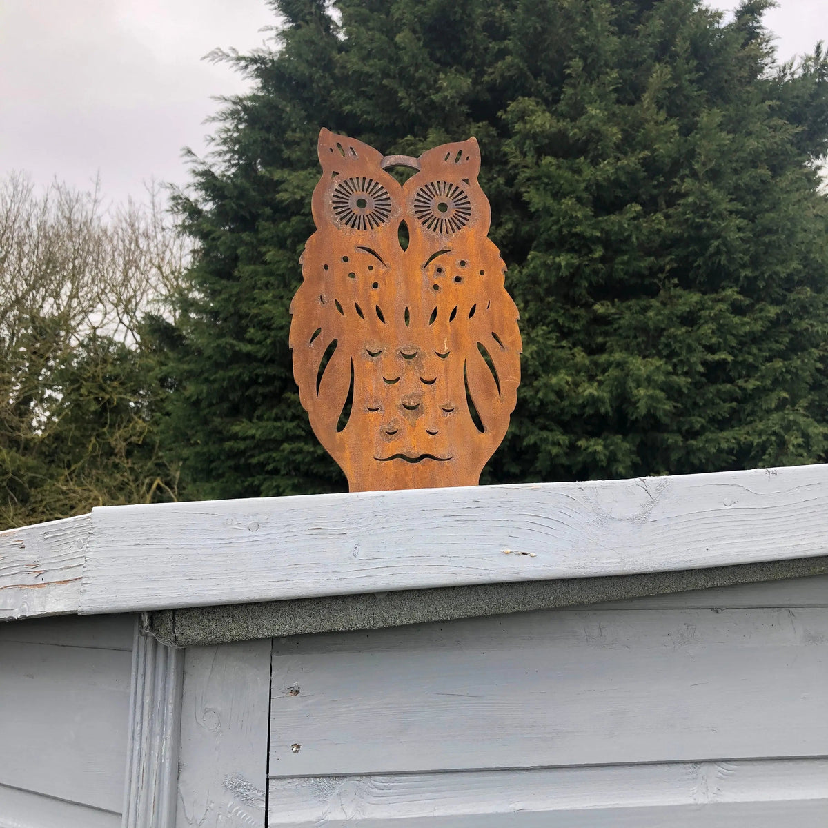 Rusty Metal Standing Owl Garden Decoration