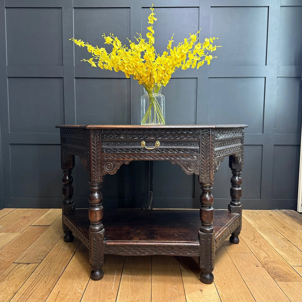 Antique Oak Credence Table / Hexagonal Table / Oak Sideboard / Lamp Table